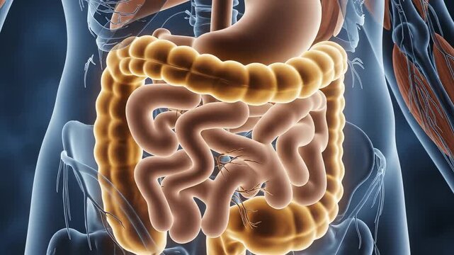 Human digestive system anatomy ideal for pharmaceutical campaigns and wellness branding