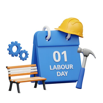 Labour Day Calendar with Hard Hat and Tools
