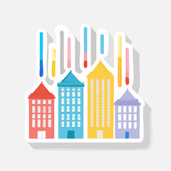 Fototapeta premium Colorful Buildings with Bar Chart Elements