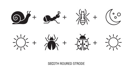 Snail ant spider moon sun spider ladybug sun combine symbols © Rehana