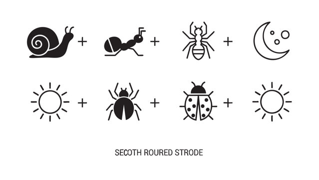 Snail ant spider moon sun spider ladybug sun combine symbols