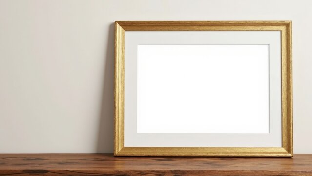 This is a simple picture of an empty gold framed item with a white background, possibly for use in microstock photography