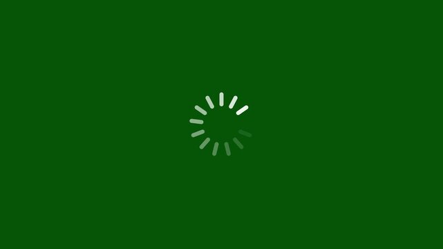 Green loading screen animation spinning wheel processing indicator waiting loader green background