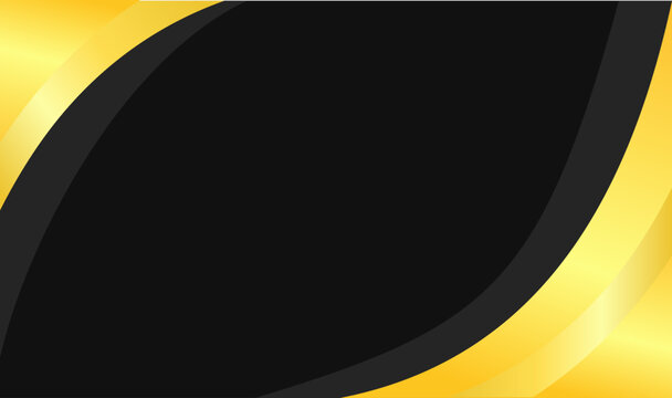 Bold black background and gold curves sweep across the frame, glow softly around the edges. Sleek design invites modern elegance and dynamic energy. Perfect for presentations covers.