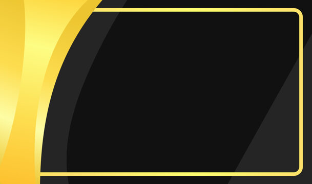 Bold gold frame accents on sleek black background. Clean lines define minimalist modern design. Perfect for presentations, branding, or digital overlays. High contrast invites attention
