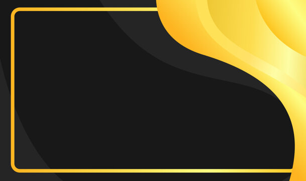 Black canvas framed in curved gold waves flow beside it. Modern, elegant, and bold. Perfect for ads, banners, or digital displays. Sleek design draws attention instantly