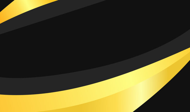 Black and gold curves flow dynamically across the frame. Bold lines create a striking visual contrast. Modern design echoes luxury and sophistication. Ideal for branding, presentations.