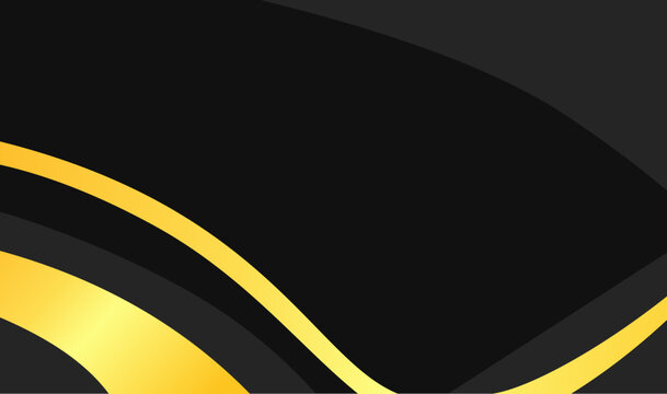 Bold golden curves flow across deep black background. Elegant design evokes luxury and motion. Suitable for premium campaigns, minimalist visuals, luxury branding or digital media. 
