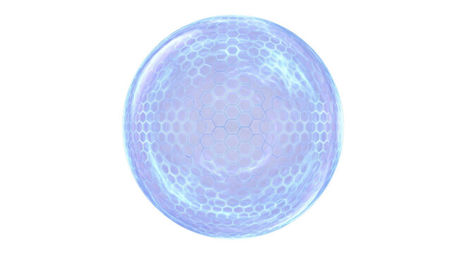 Energy shield sphere with glowing hexagonal grid pattern