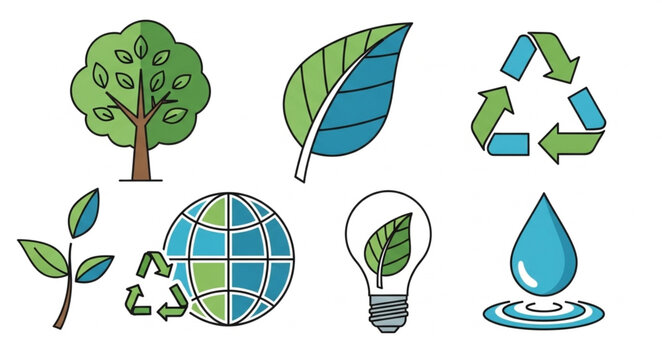 Eco Friendly Green Leaf Icons.