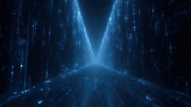 cyber digital matrix tunnel glowing futuristic data flow concept