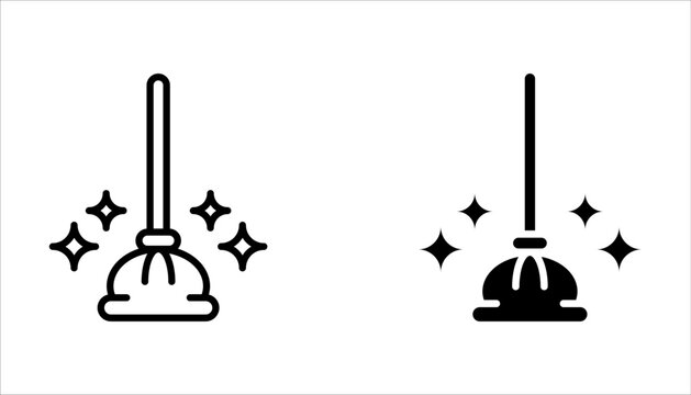 mop icon set. Cleaning symbol on white background