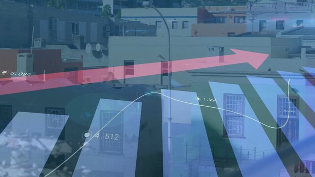 On load data layer playing, arrow shifting right, sparkline waving, revealing roofs to show trend