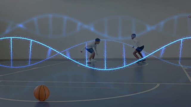 Two boys sports footwork drilling offense stepping defense matching ball resting blue helix weaving