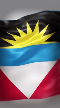 This animation presents the national flag of Antigua and Barbuda in a vertical 3D style. It highlights the distinct colors and patterns. Ideal for those interested in national symbols