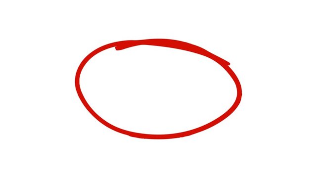 animated red marker circle highlight, loopable. red hand drawn circle highlight animation.