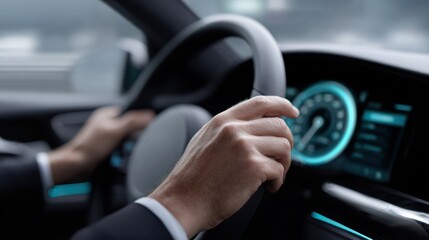Naklejka premium Smart transportation autonomous driving UI futuristic concept