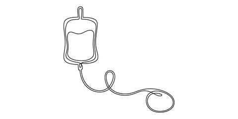 Fototapeta premium Continuous line drawing of an iv bag