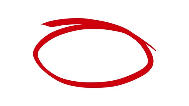 red hand drawn marker circle animation, animated red scribble circle highlight, loopable, 4k, alpha channel, overlay.