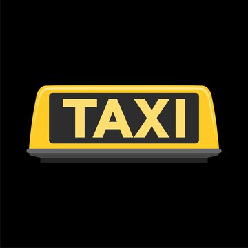 Taxi sign for cab icon isolated on black background