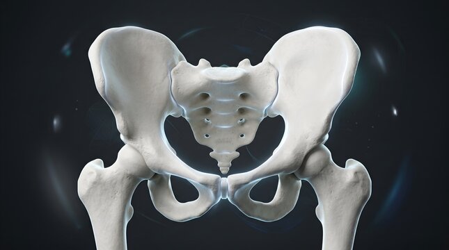 Human Female Pelvic Bone Structure and Sacrum Medical Anatomy Illustration