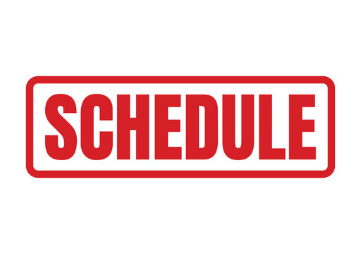 Bold red ink stamp graphic with the word schedule for effective professional time management systems