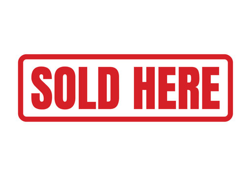 Classic rectangular red stamp graphic with the words Sold Here written in a bold clean font