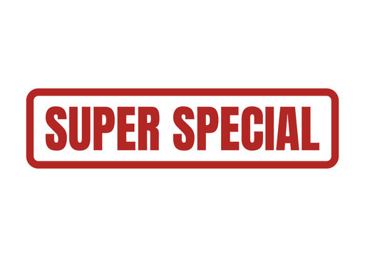 Bright red super special stamp graphic for announcing unique offers and deals