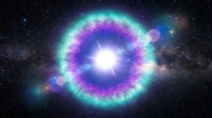 Fototapeta premium Vibrant Cosmic Nebula with Starburst Center