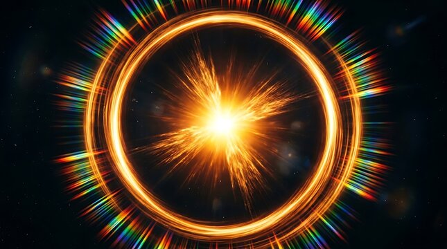 Vibrant Cosmic Explosion with Rainbow Ring