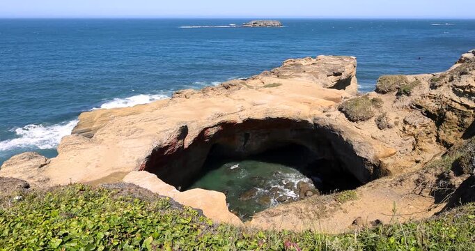 Scenic view of the Devil's Punchbowl in Oregon