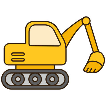 yellow excavator vector icon