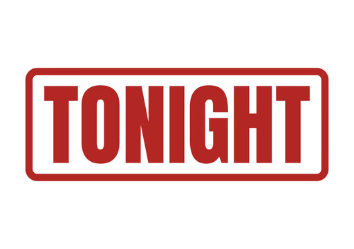 Professional red rubber stamp graphic with the word tonight printed in bold capital block letters