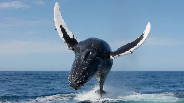 Whale Swimming in Deep Ocean