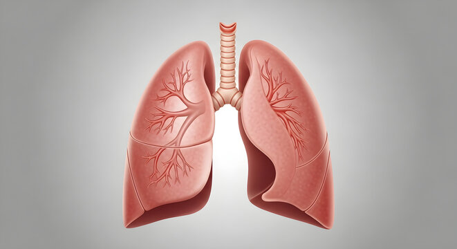 Human lungs anatomy illustration with trachea and bronchial tree