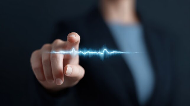 Virtual assistant AI voice waveform digital interface concept