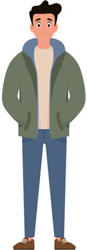 Cartoon Man in Casual Winter Clothing Vector Illustration