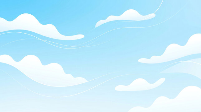 A bright, clear sky filled with fluffy clouds