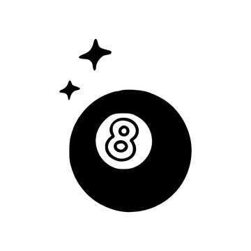 magic 8 ball illustration with sparkling stars for fortune telling
