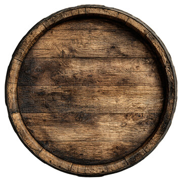 Top View of Old Wooden Barrel in Wine Cellar - Professional Stock Photo
