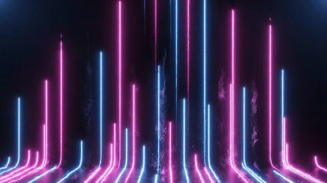 Abstract glowing purple wave lines create a magic rainbow design on this bright vector wallpaper backdrop featuring a colorful star pattern and disco energy