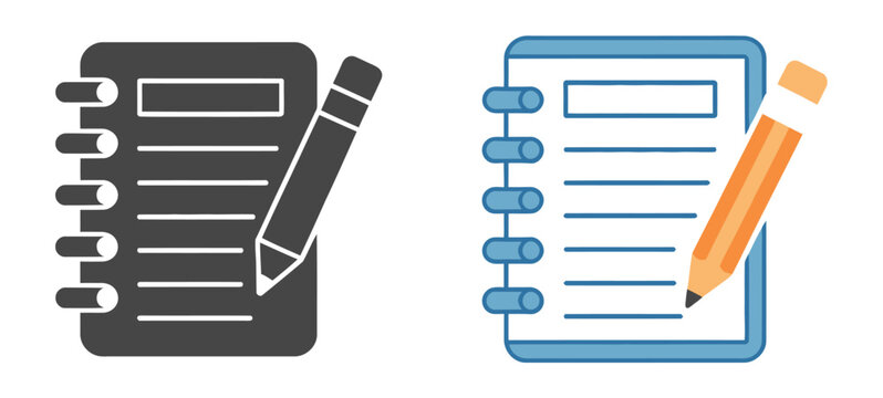 Notepad icon, notes document symbols, multiple style graphics, memo checklist collection, vector illustration