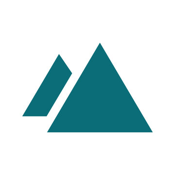 Minimalist mountain peaks logo for adventure and travel themes in clean flat vector style