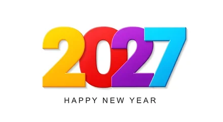 Fototapeten Positive Typografie Colorful 2027 new year greeting a vibrant and festive celebration of the upcoming year  © MDHADIULISLAM