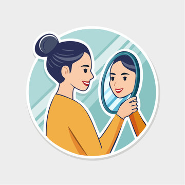 Woman Looking in Mirror