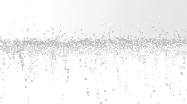 Water droplets fall and create misty spray on both black and white sides of the background with a clear separation line