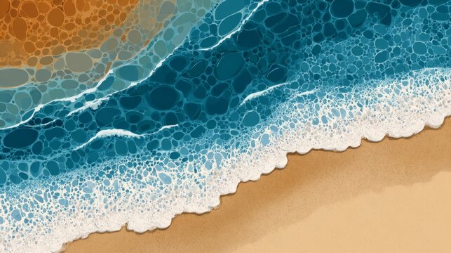 Colorful Abstract Ocean Waves with Sand Texture Background