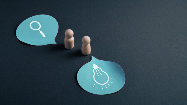 Business communication research and idea exchange between two people