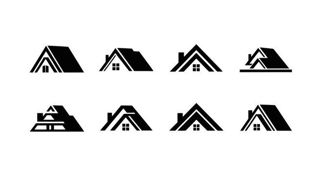 Set of modern house roof designs.