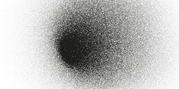 Monochrome Tunnel or Wormhole Concept. Abstract Funnel with Dotted Grainy Gradient and Optical Illusion of Depth. Vector Tunnel made by black dots with stipple effect. Traffic big data visualization.